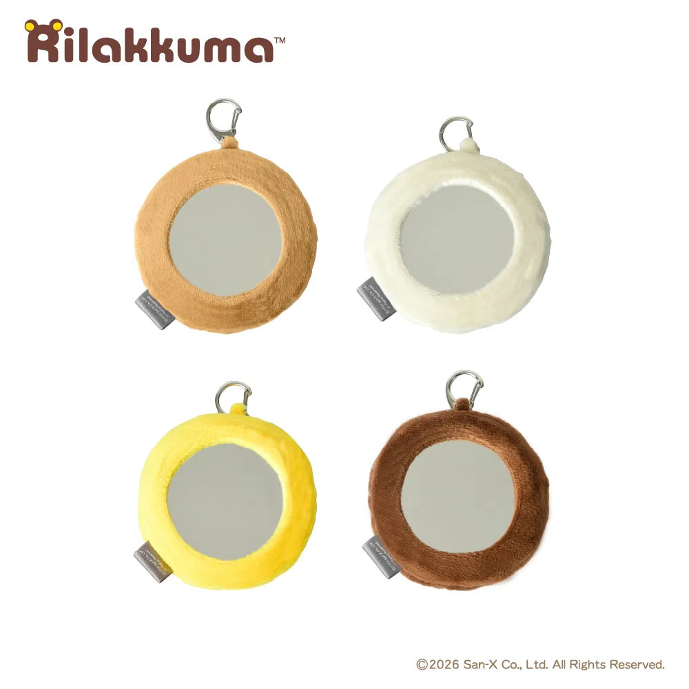 韓國限定 Rilakkuma 鬆弛熊 圓鏡鎖匙扣 掛件 4款