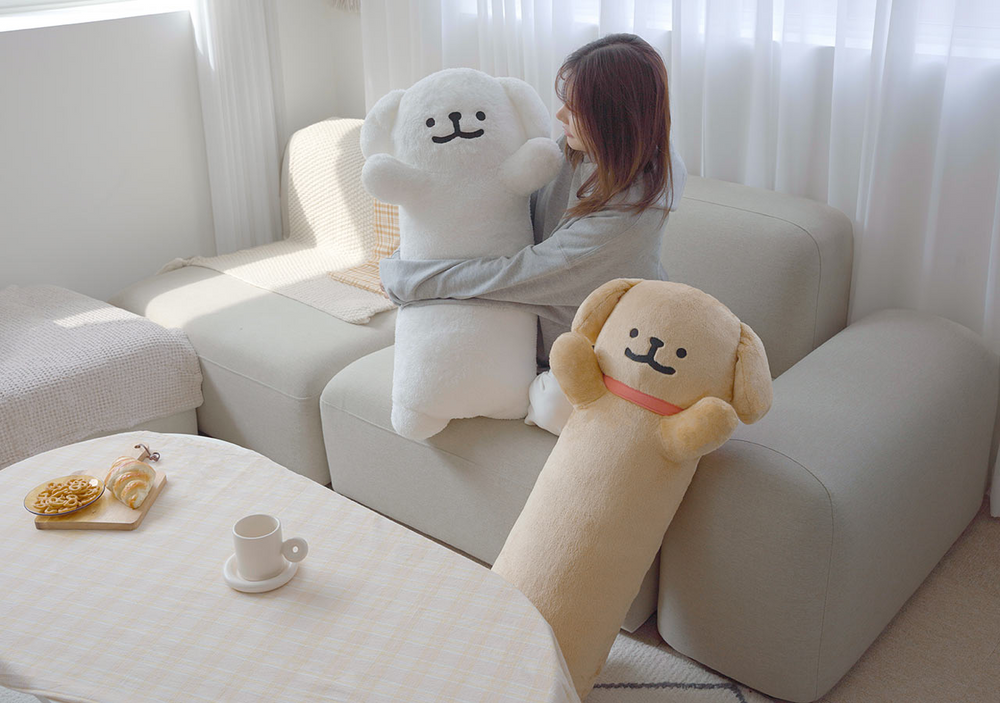 韓國 MALTESE線條小狗 特大長抱枕 80cm｜2款