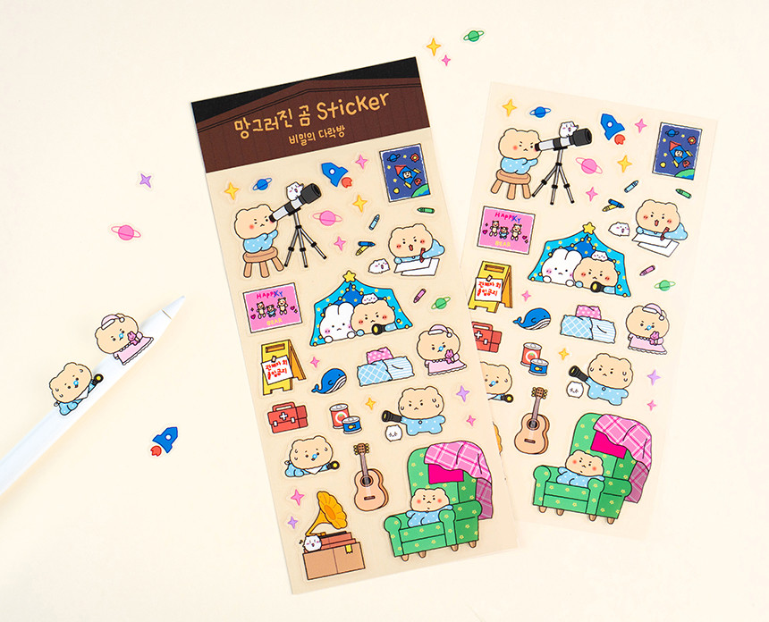 YURANG 망그러진곰 MANGOMEE 秘密的閣樓 貼紙 MEMO 7種