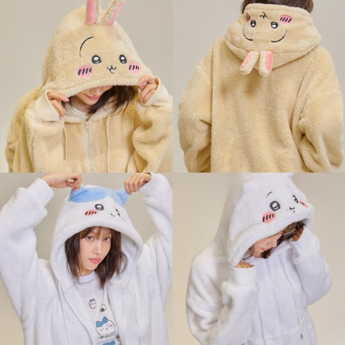 SPAO X CHIIKAWA 吉伊卡哇 毛絨拉鍊外套 CHII/小八/兔兔