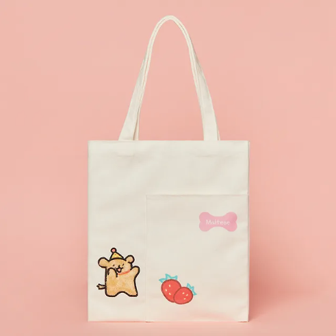 韓國限定 MALTESE線條小狗 立體雙面刺繡環保袋 Eco Bag_Maltese