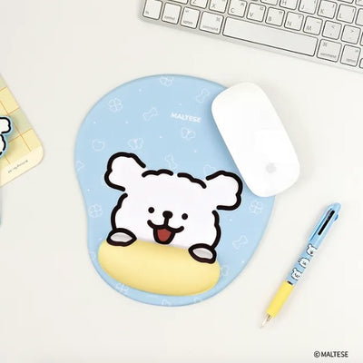 韓國限定 MALTESE線條小狗 滑鼠墊手腕墊 Cushion Mouse Pad