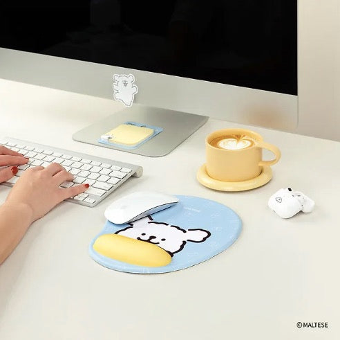 韓國限定 MALTESE線條小狗 滑鼠墊手腕墊 Cushion Mouse Pad
