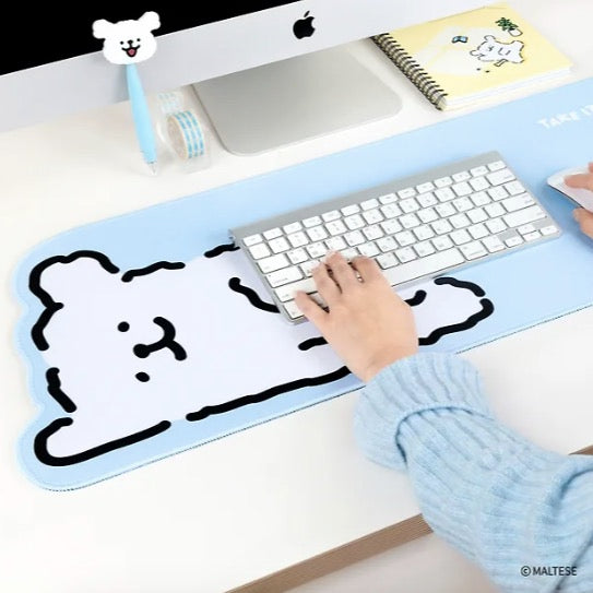 韓國限定 線條小狗MALTESE 桌墊 長滑鼠墊 Desk Mat Mouse Pad