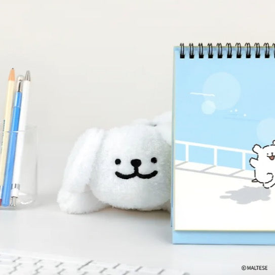 韓國限定 MALTESE線條小狗 公仔筆袋