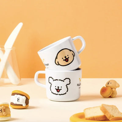 韓國限定 MALTESE線條小狗 漱口杯連蓋 2件裝