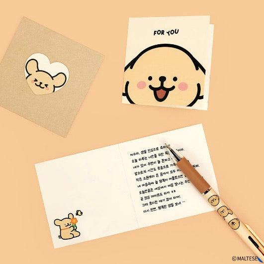 現貨 韓國限定 MALTESE線條小狗 萬用卡 心意卡 2款