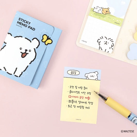 韓國限定 MALTESE線條小狗 Memo Pad 2款