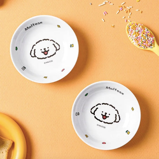 韓國限定 MALTESE線條小狗 飯碗/麵碗/碟/醬油碟