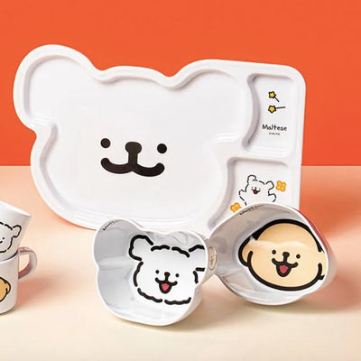 韓國限定 MALTESE線條小狗 食物盤 穀物早餐