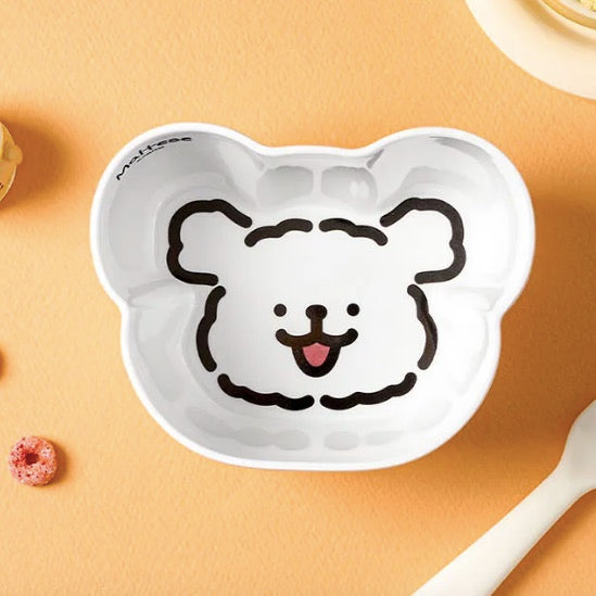 韓國限定 MALTESE線條小狗 食物盤 穀物早餐