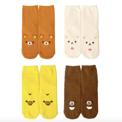 韓國限定 Rilakkuma 鬆弛熊 女裝毛絨襪 4對裝