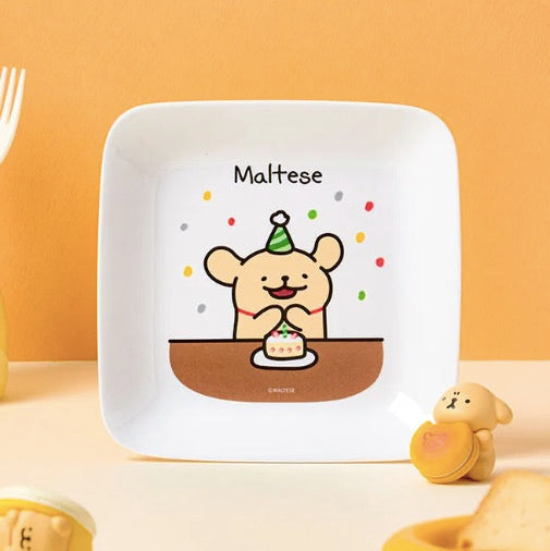 韓國限定 MALTESE線條小狗 水杯/食物盤