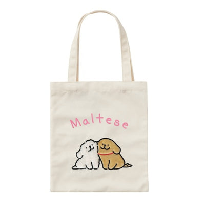 韓國限定 MALTESE 線條小狗 環保袋 Eco Bag PINK