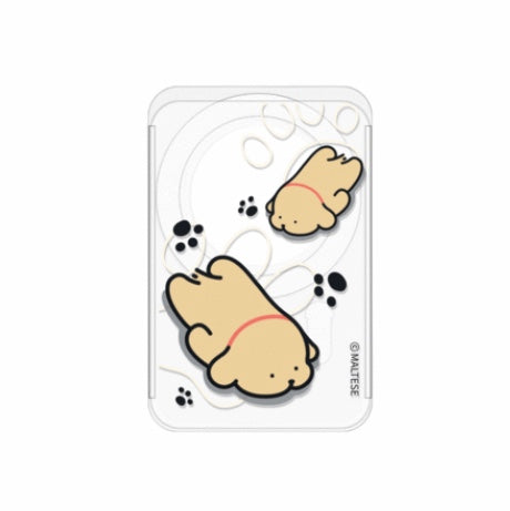 韓國限定 MALTESE 線條小狗 Magsafe 推蓋式磁吸卡套 6款