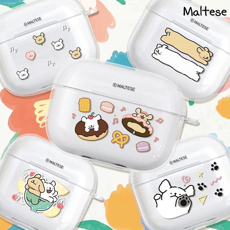 韓國限定 MALTESE線條小狗 AirPods 透明保護殼 6款