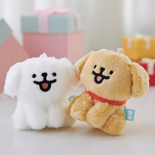 韓國限定 MALTESE 線條小狗 公仔鎖匙扣｜笑臉