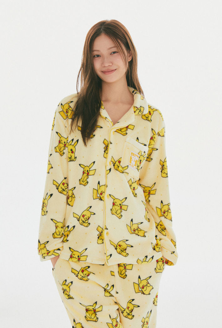 SPAO POKEMON WINTER PAJAMA 珊瑚絨睡衣套裝 比卡超