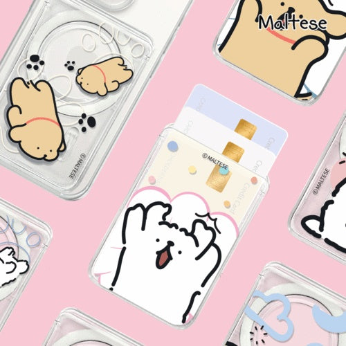 韓國限定 MALTESE 線條小狗 Magsafe 推蓋式磁吸卡套 6款