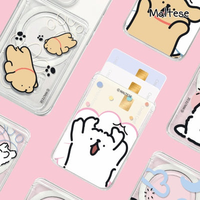 韓國限定 MALTESE 線條小狗 Magsafe 推蓋式磁吸卡套 6款