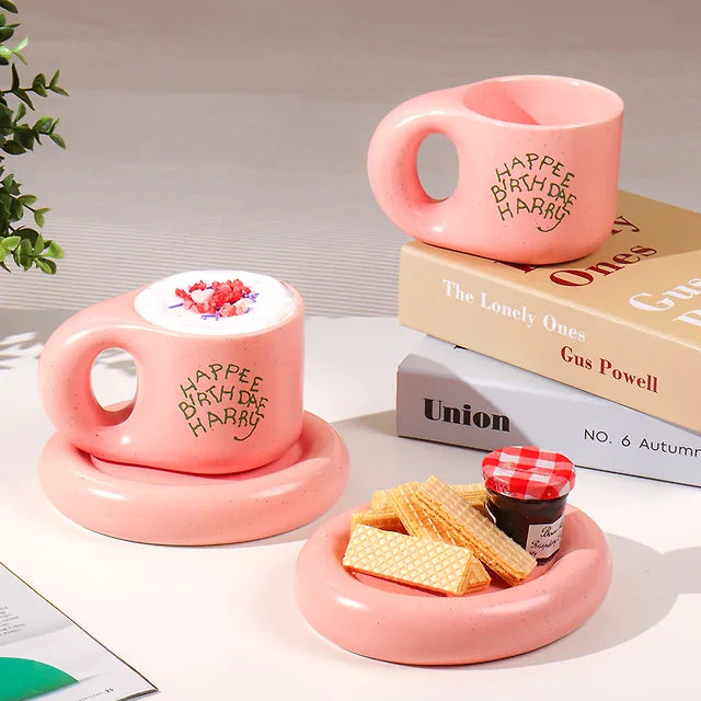 韓國限定 HARRY POTTER 陶瓷杯連底盤套裝 270ml