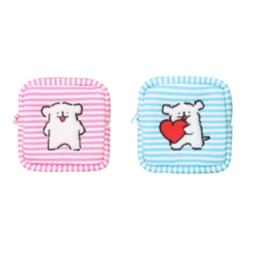 韓國限定 MALTESE 線條小狗 間條收納包 Pouch｜2色