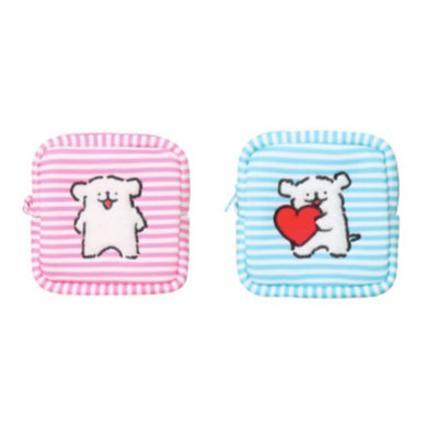 韓國限定 MALTESE 線條小狗 間條收納包 Pouch｜2色