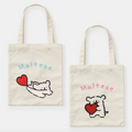 韓國限定 MALTESE 線條小狗 雙面立體刺繡環保袋 Eco Bag｜2色