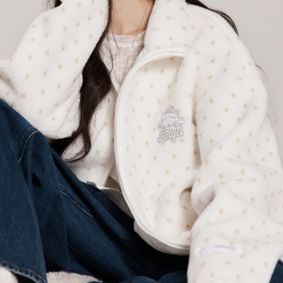 SPAO X GANADI 搖粒絨拉鍊外套 WHITE