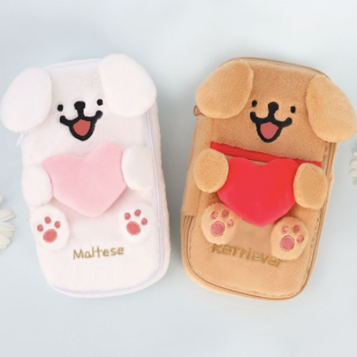 韓國限定 MALTESE 線條小狗 愛心收納包 Heart Pouch｜2款