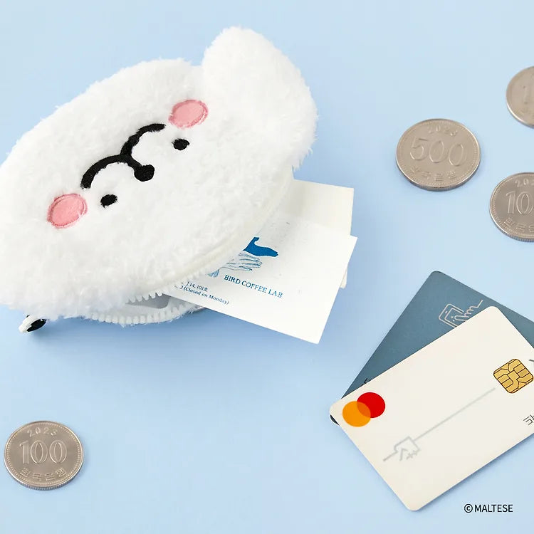 韓國限定 MALTESE 線條小狗 FACE POUCH KEYRING 迷你收納包掛飾