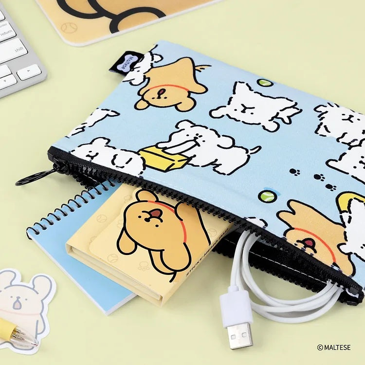 韓國限定 MALTESE 線條小狗 Pouch 收納袋