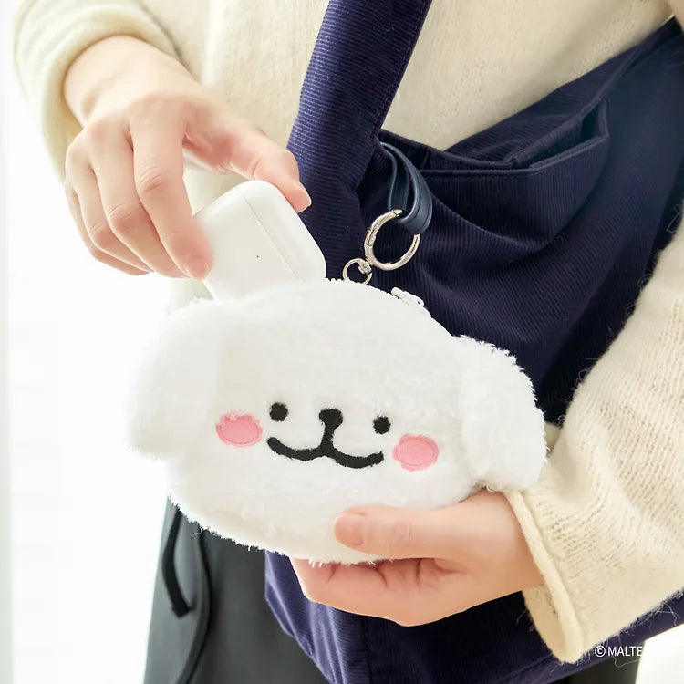 韓國限定 MALTESE 線條小狗 FACE POUCH KEYRING 迷你收納包掛飾