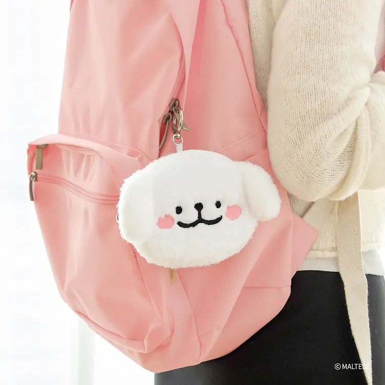韓國限定 MALTESE 線條小狗 FACE POUCH KEYRING 迷你收納包掛飾