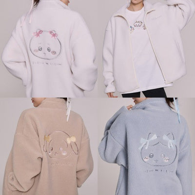 SPAO X CHIIKAWA 吉伊卡哇 搖粒絨拉鍊外套 CHII/小八/兔兔