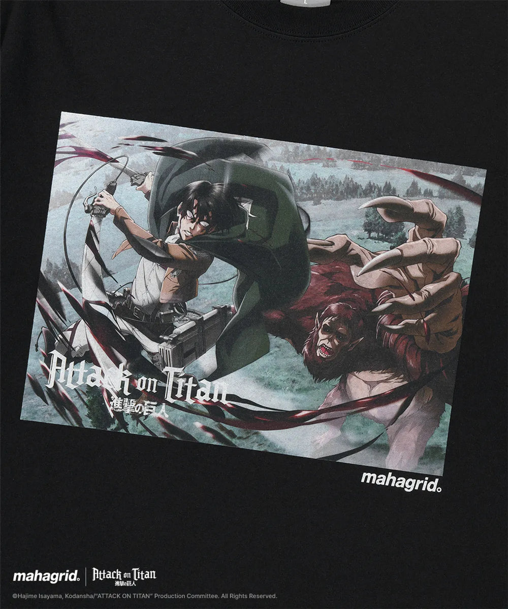 mahagrid 進擊的巨人聯名 LEVI SCENE TEE_BLACK WHITE