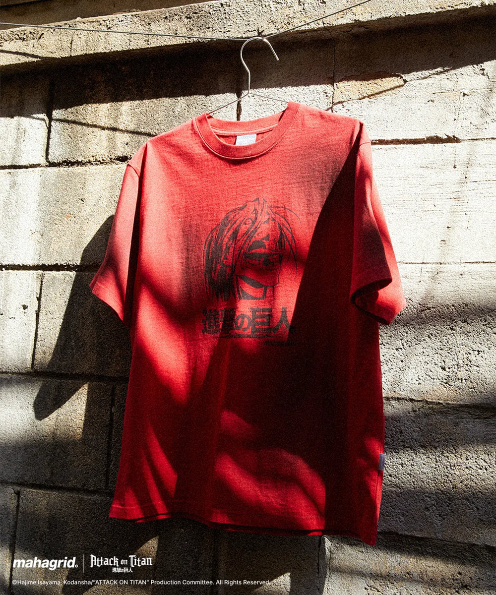 mahagrid 進擊的巨人聯名 DIRTY WASHED EREN TEE_RED GRAY