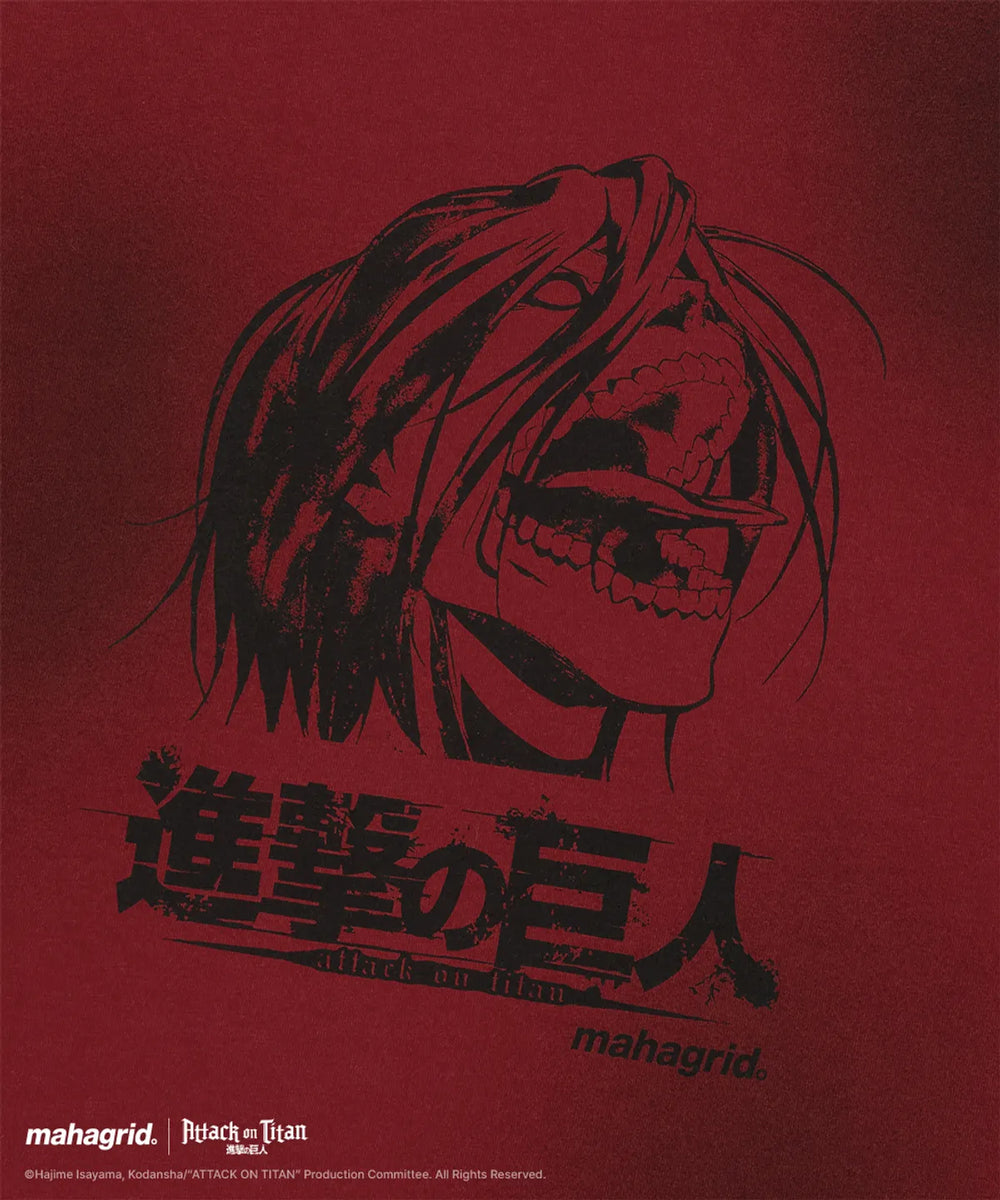 mahagrid 進擊的巨人聯名 DIRTY WASHED EREN TEE_RED GRAY