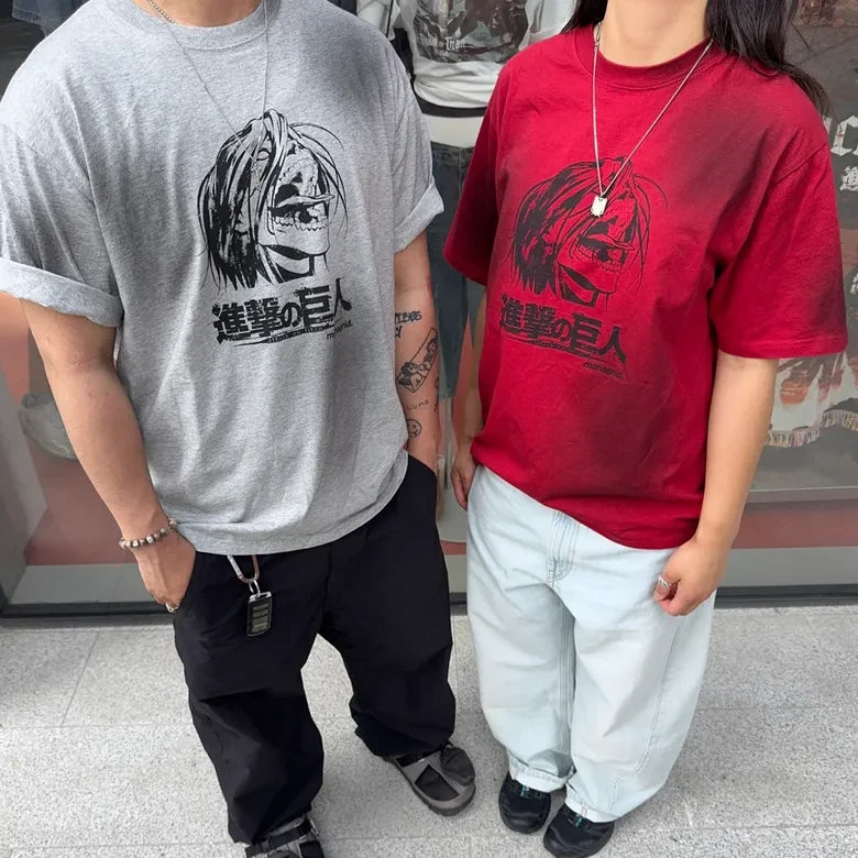 mahagrid 進擊的巨人聯名 DIRTY WASHED EREN TEE_RED GRAY