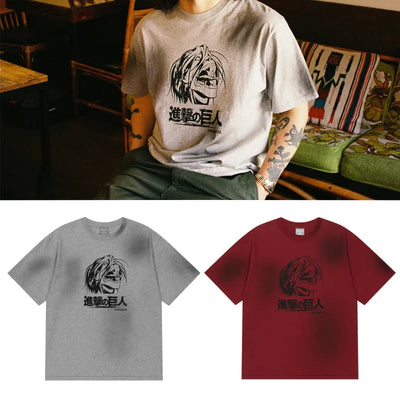 mahagrid 進擊的巨人聯名 DIRTY WASHED EREN TEE_RED GRAY