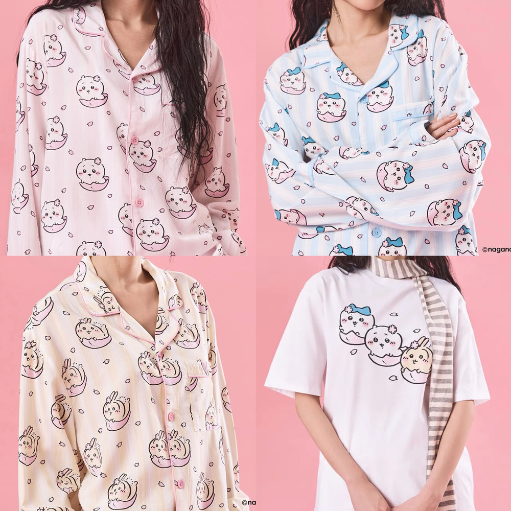 SPAO CHIIKAWA 櫻花系列 長袖睡衣 T-Shirt｜吉伊 小八 兔兔