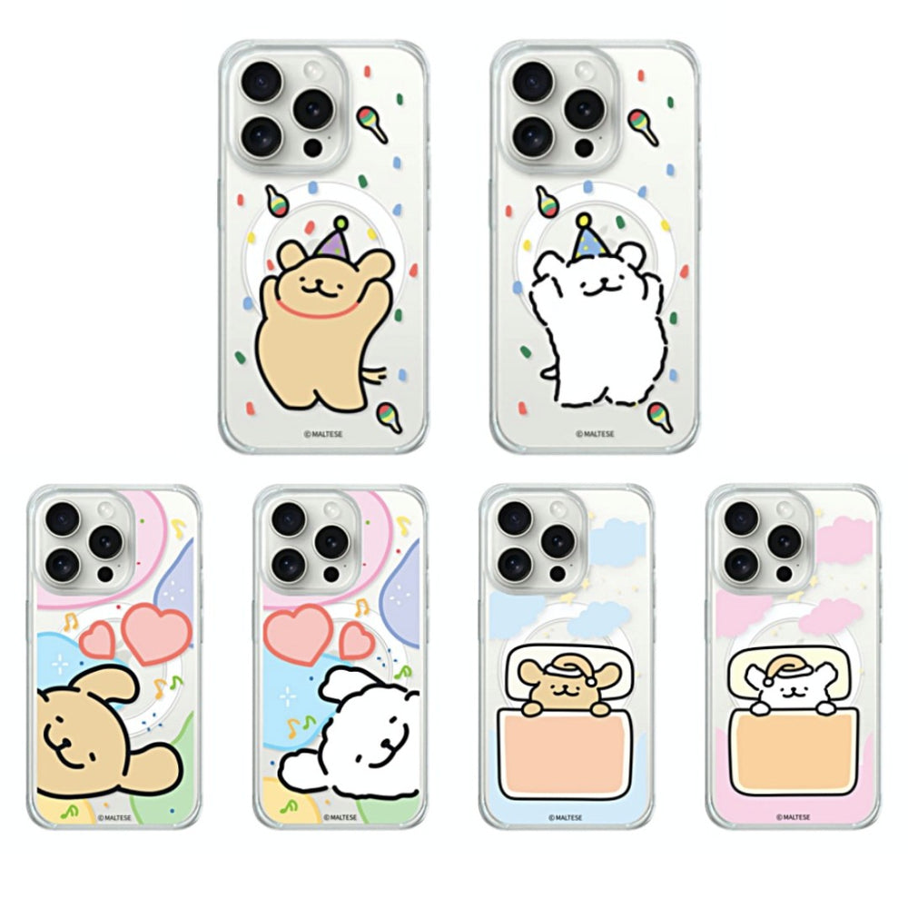 韓國限定 MALTESE 線條小狗 磁吸手機殼 IPHONE SAMSUNG_Blooming