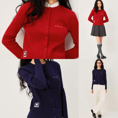 SPAO MALTESE 線條小狗 圓領針織外套 RED/NAVY
