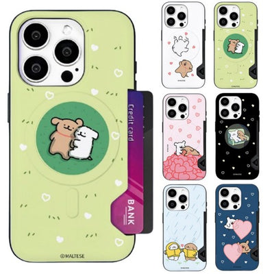 韓國限定 MALTESE 線條小狗 可插卡防撞手機殼 IPHONE SAMSUNG
