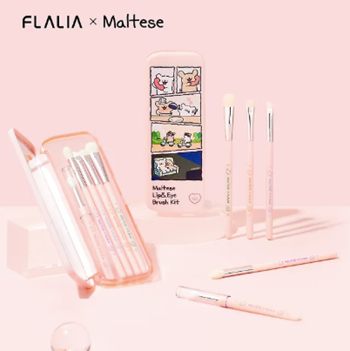 MALTESE X FLALIA 線條小狗 眼唇化妝掃5件盒裝