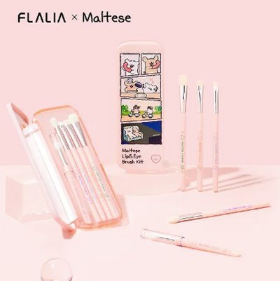 MALTESE X FLALIA 線條小狗 眼唇化妝掃5件盒裝