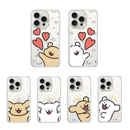 韓國限定 MALTESE 線條小狗 磁吸手機殼 IPHONE SAMSUNG_Happy Couple