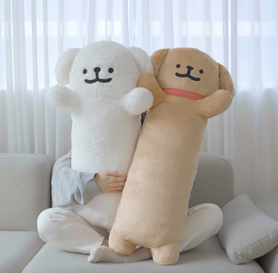 韓國 MALTESE線條小狗 特大長抱枕 80cm｜2款