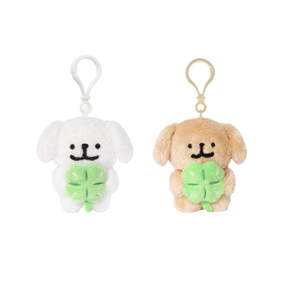 韓國限定 MALTESE 線條小狗 公仔鎖匙扣 四葉草
